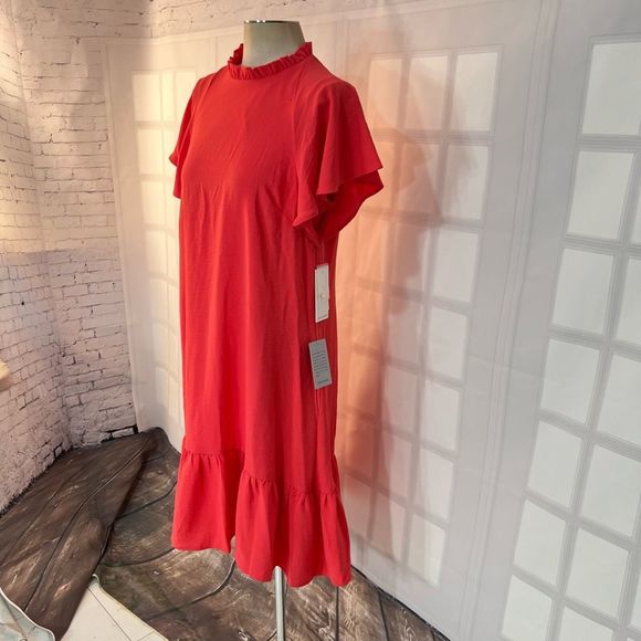 Julia Jordan NWT Nordstrom’s salmon pink ruffle hem midi dress size 12 - Picture 3 of 9
